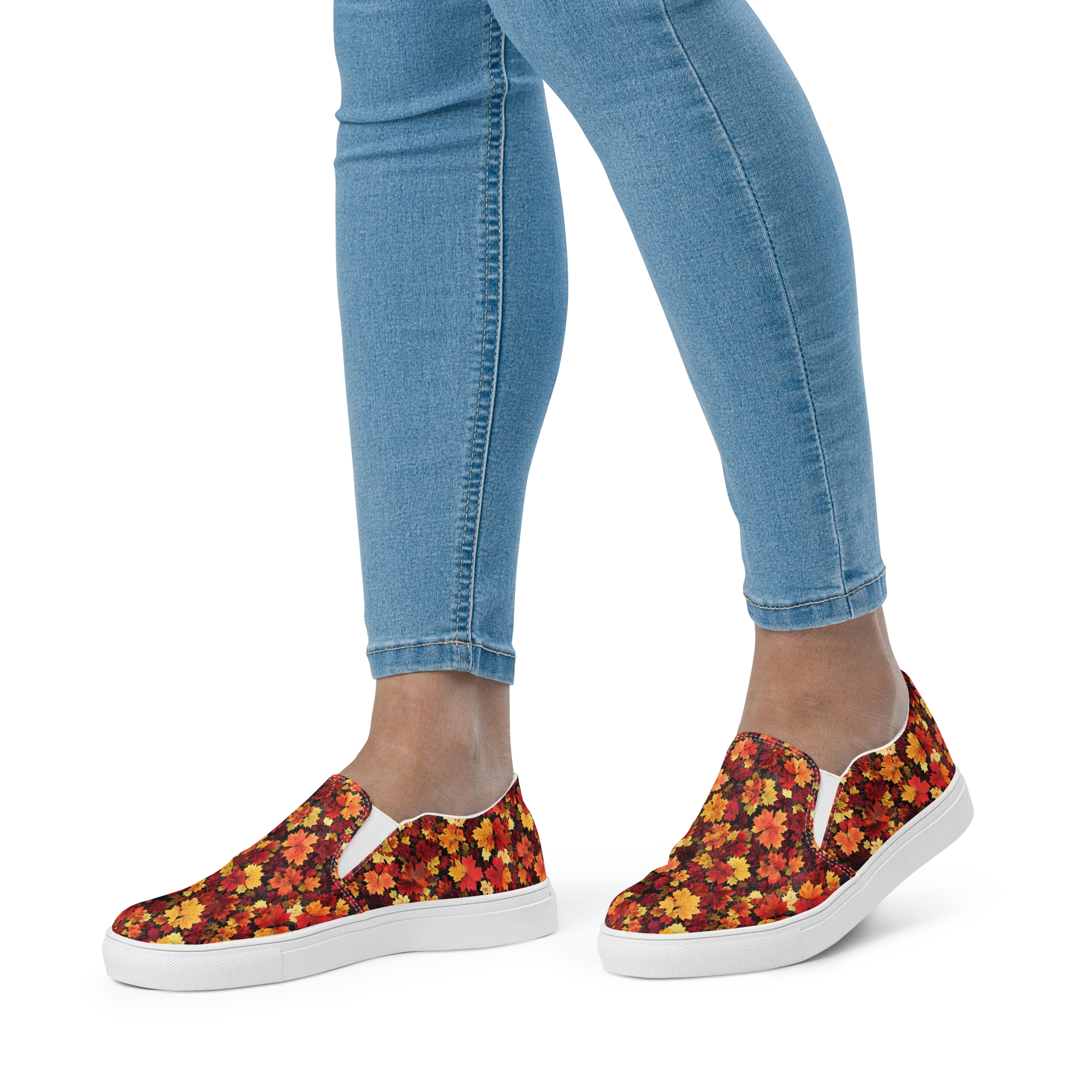 Falling Gold on Women's Slip-On Canvas Shoes — Front