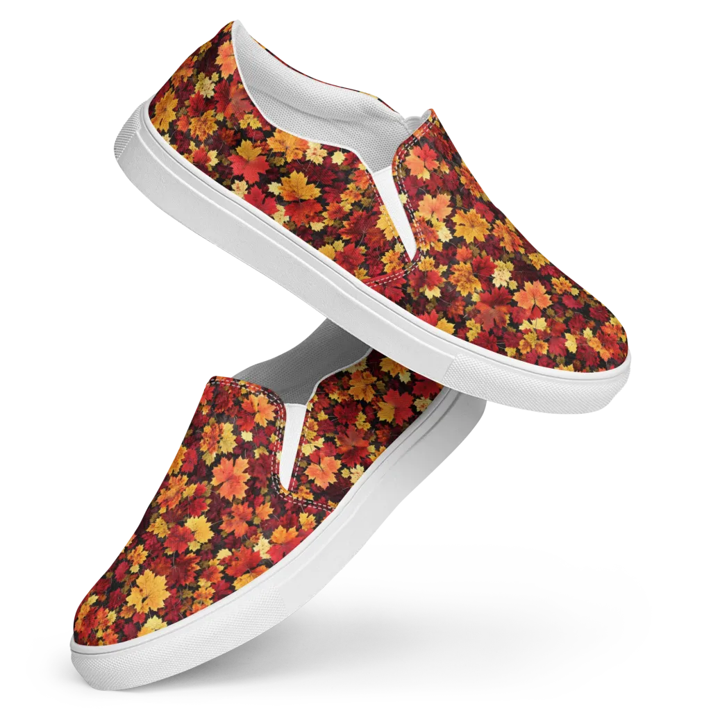 Falling Gold on Women's Slip-On Canvas Shoes — Front
