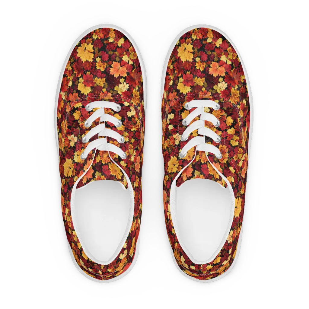 Falling Gold on Men's Lace-Up Canvas Shoes — Front