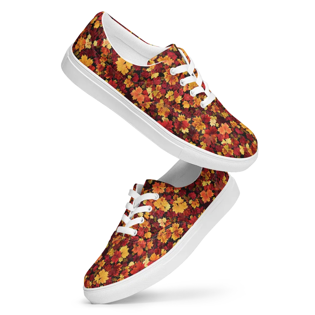 Falling Gold on Men's Lace-Up Canvas Shoes — Front