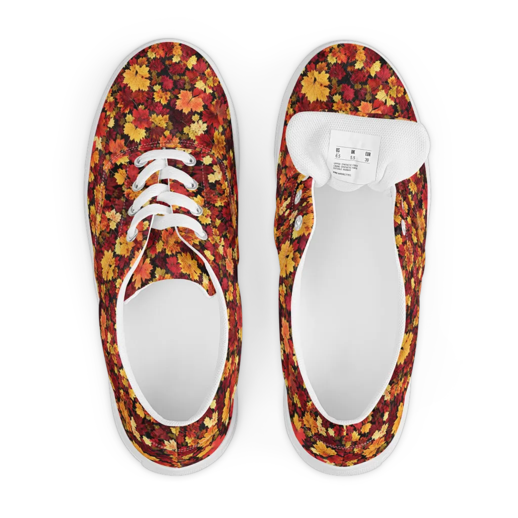 Falling Gold on Men's Lace-Up Canvas Shoes — Front