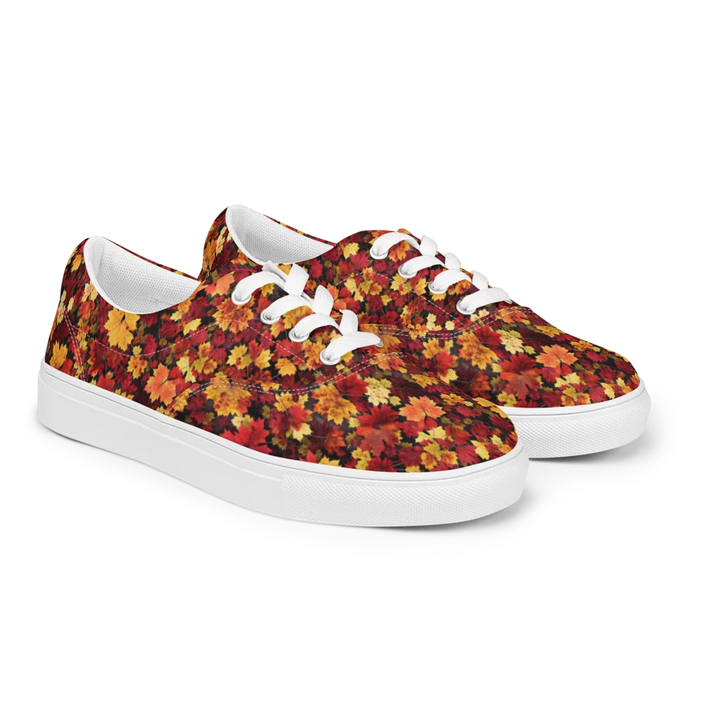 Falling Gold on Men's Lace-Up Canvas Shoes — Right Front