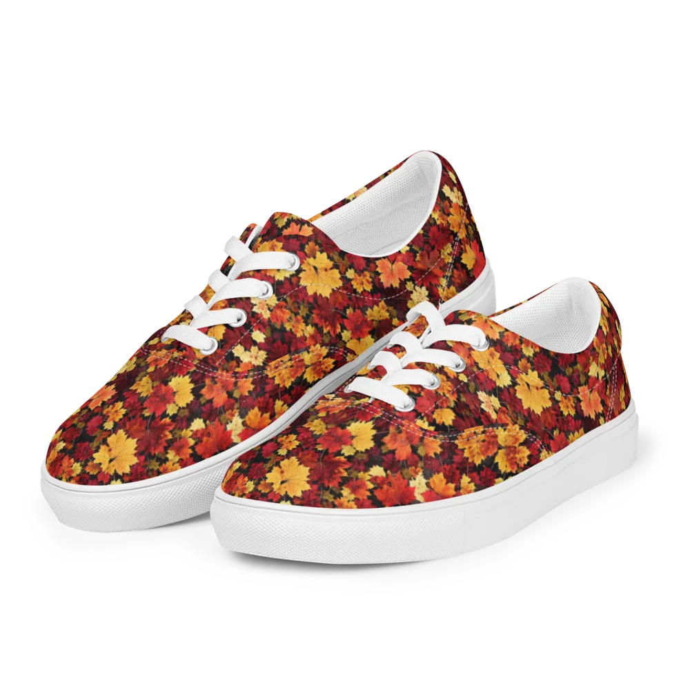 Falling Gold on Men's Lace-Up Canvas Shoes — Left Front