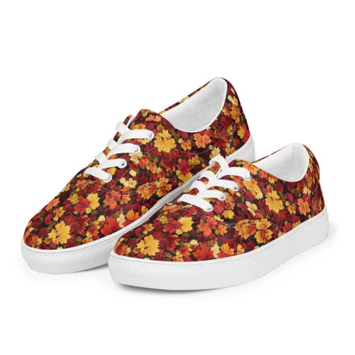 Falling Gold on a Men's Lace-Up Canvas Shoes