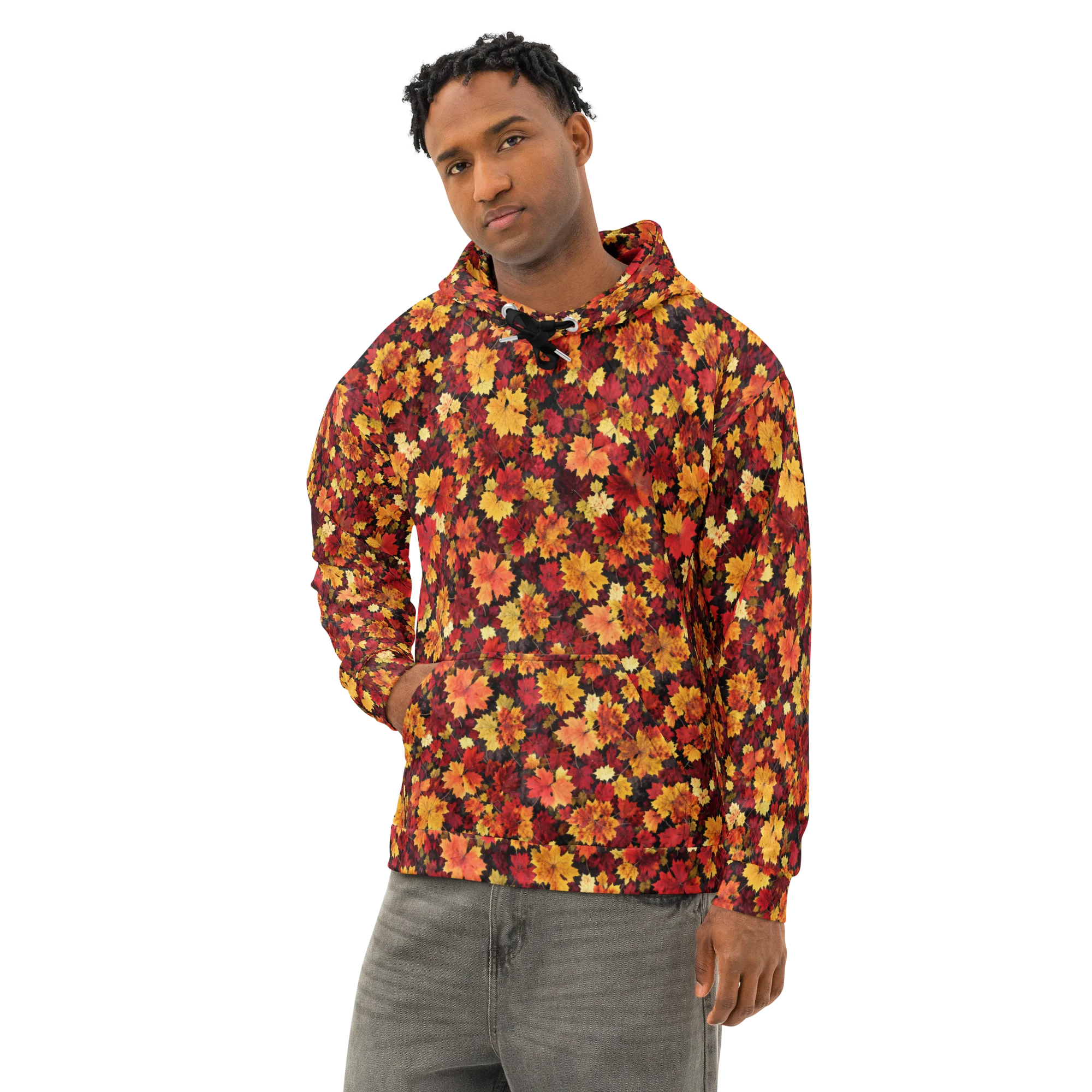 Falling Gold on Cotton Hoodie — Left Front