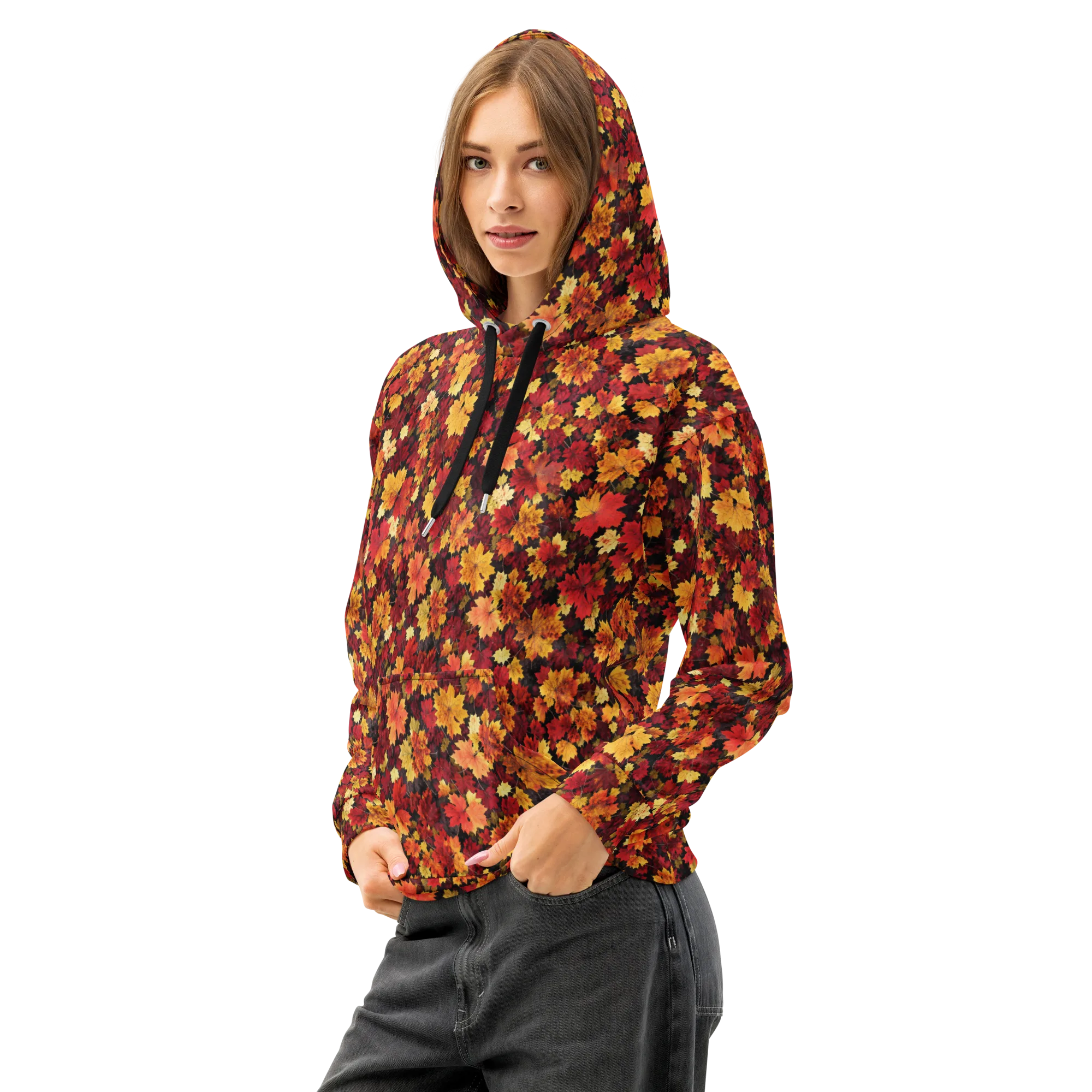 Falling Gold on Cotton Hoodie — Left Front