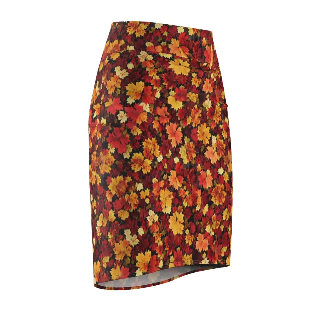 Falling Gold on Pencil Skirt — Front Side