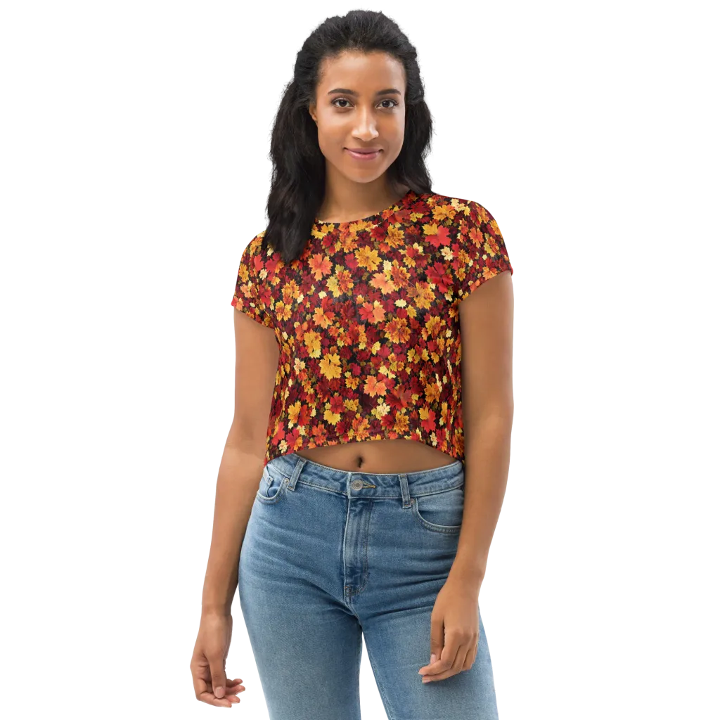 Falling Gold on Crop Tee — Front