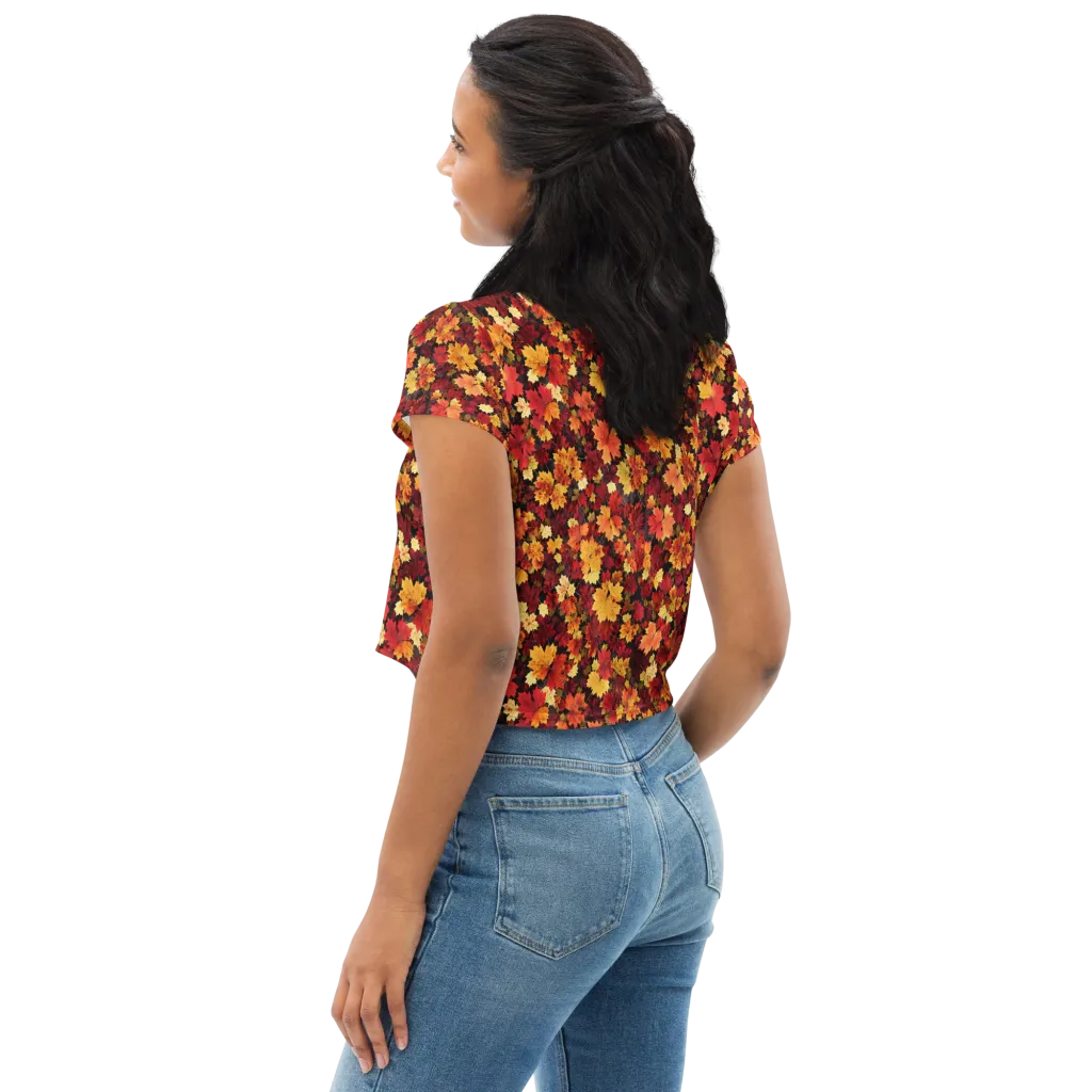Falling Gold on Crop Tee — Left Back