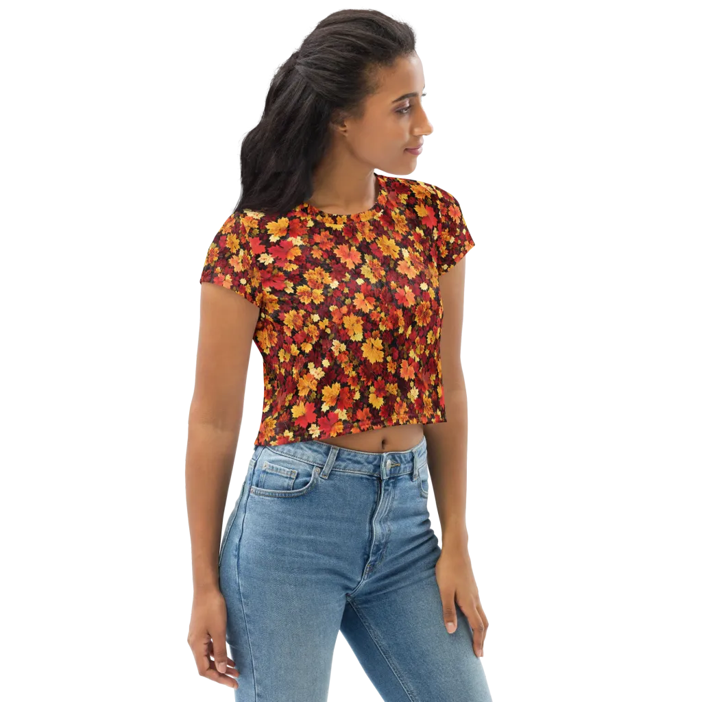 Falling Gold on Crop Tee — Right Front