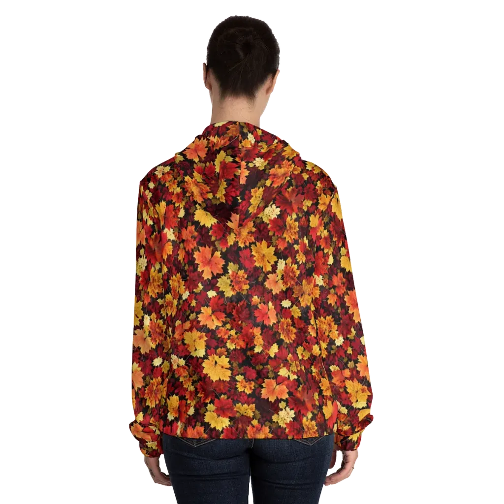 Falling Gold on Women's Full-Zip Hoodie — Back On Person
