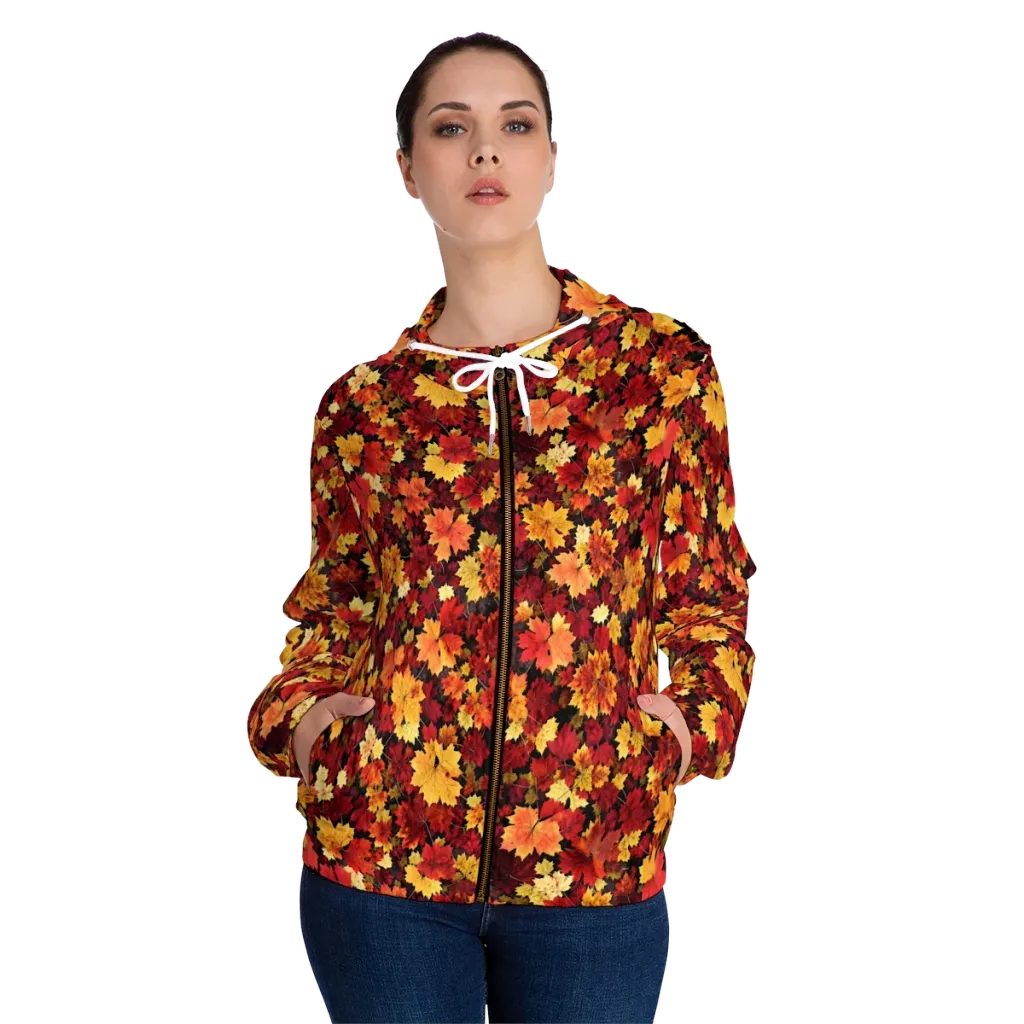 Falling Gold on Women's Full-Zip Hoodie — Front On Person