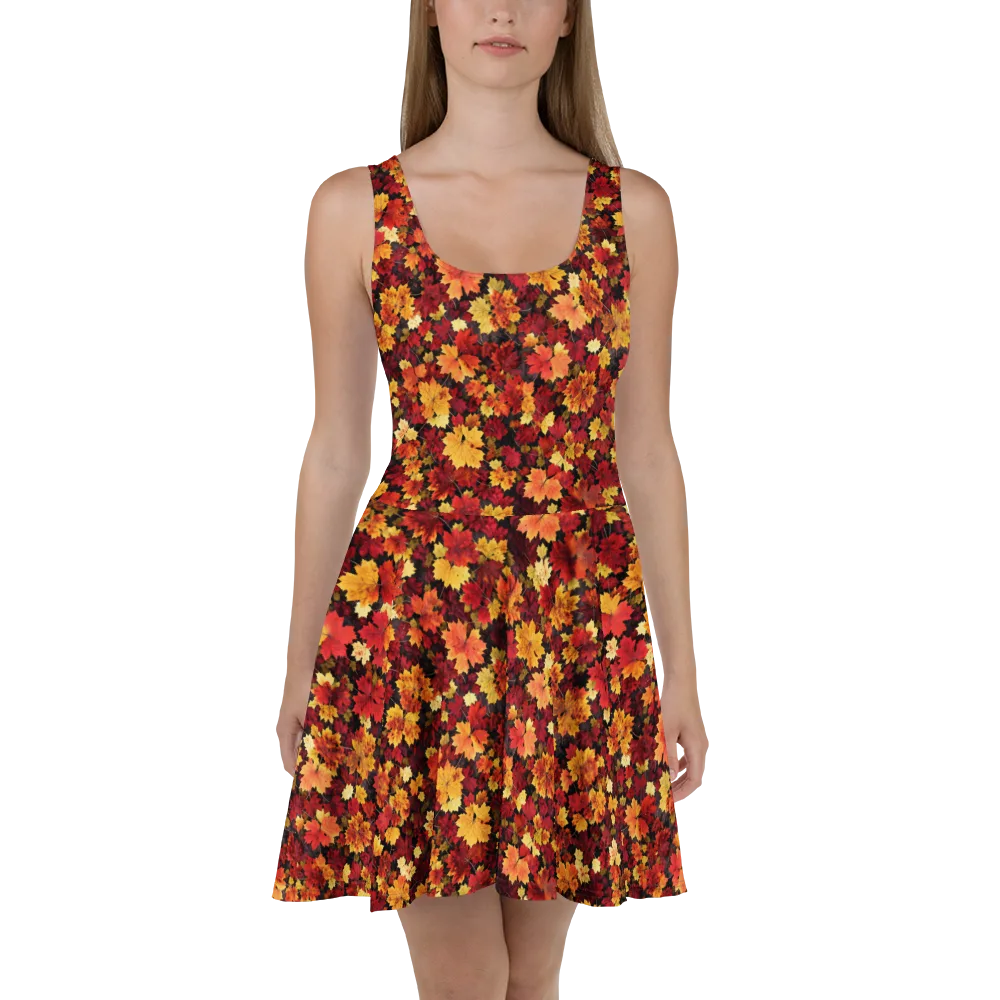 Falling Gold on Skater Dress — Front