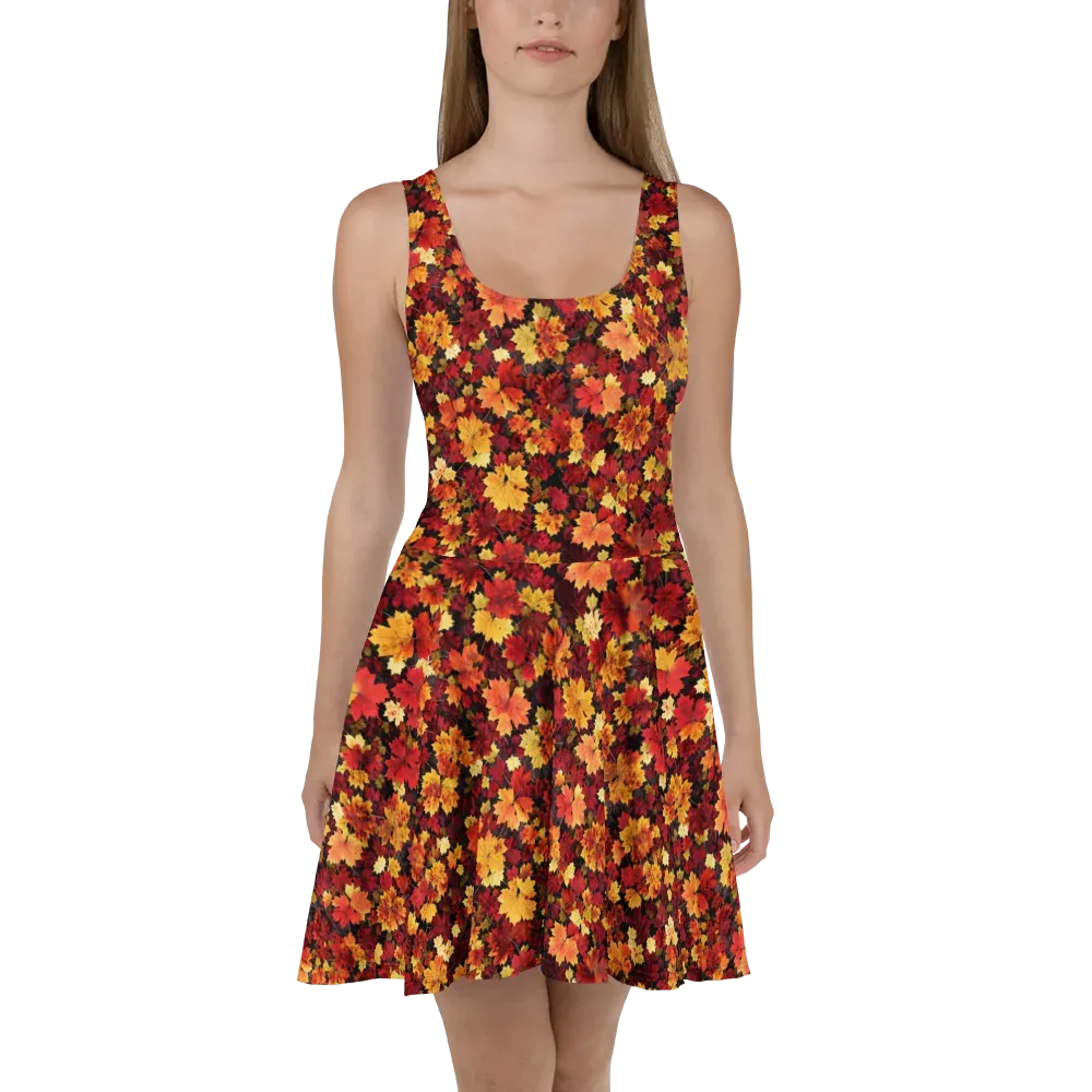 Falling Gold on Skater Dress — Front
