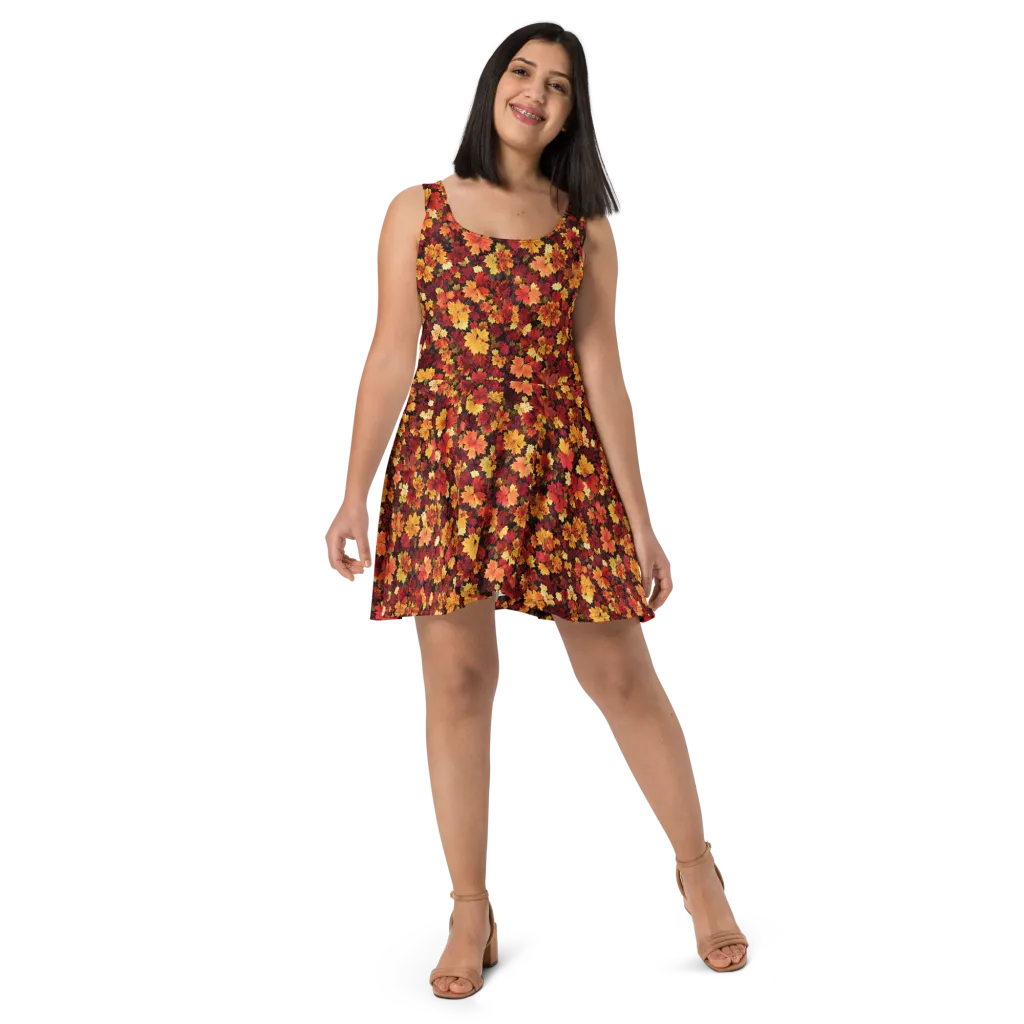 Falling Gold on Skater Dress — Front