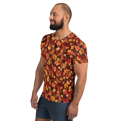 Falling Gold on a Men's Athletic T-Shirt