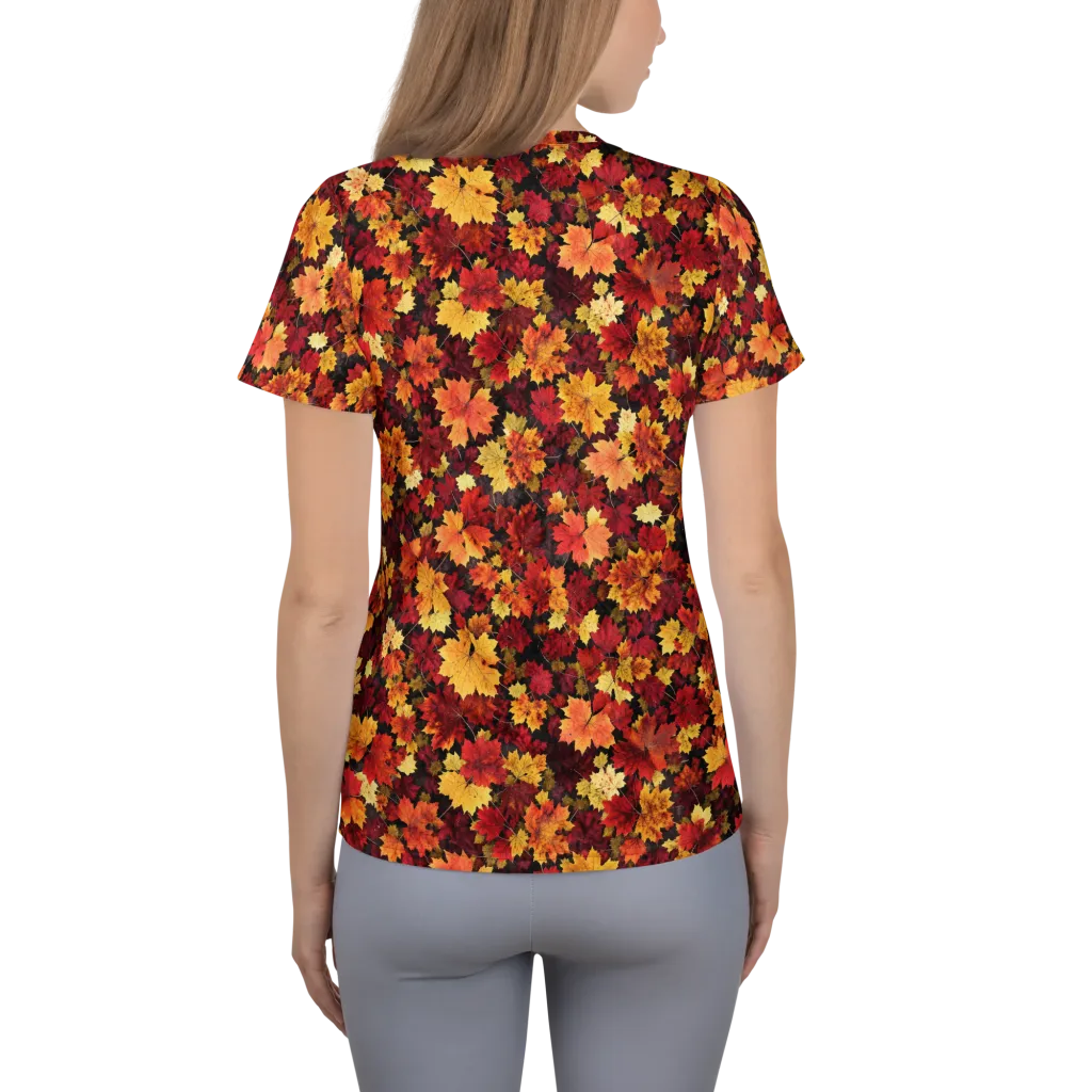 Falling Gold on Women's Athletic T-Shirt — Back