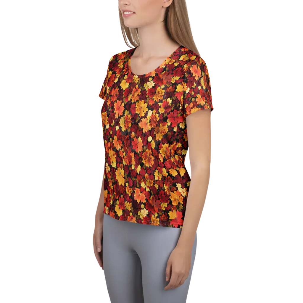 Falling Gold on Women's Athletic T-Shirt — Left