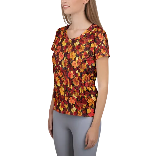 Falling Gold on a Women's Athletic T-Shirt