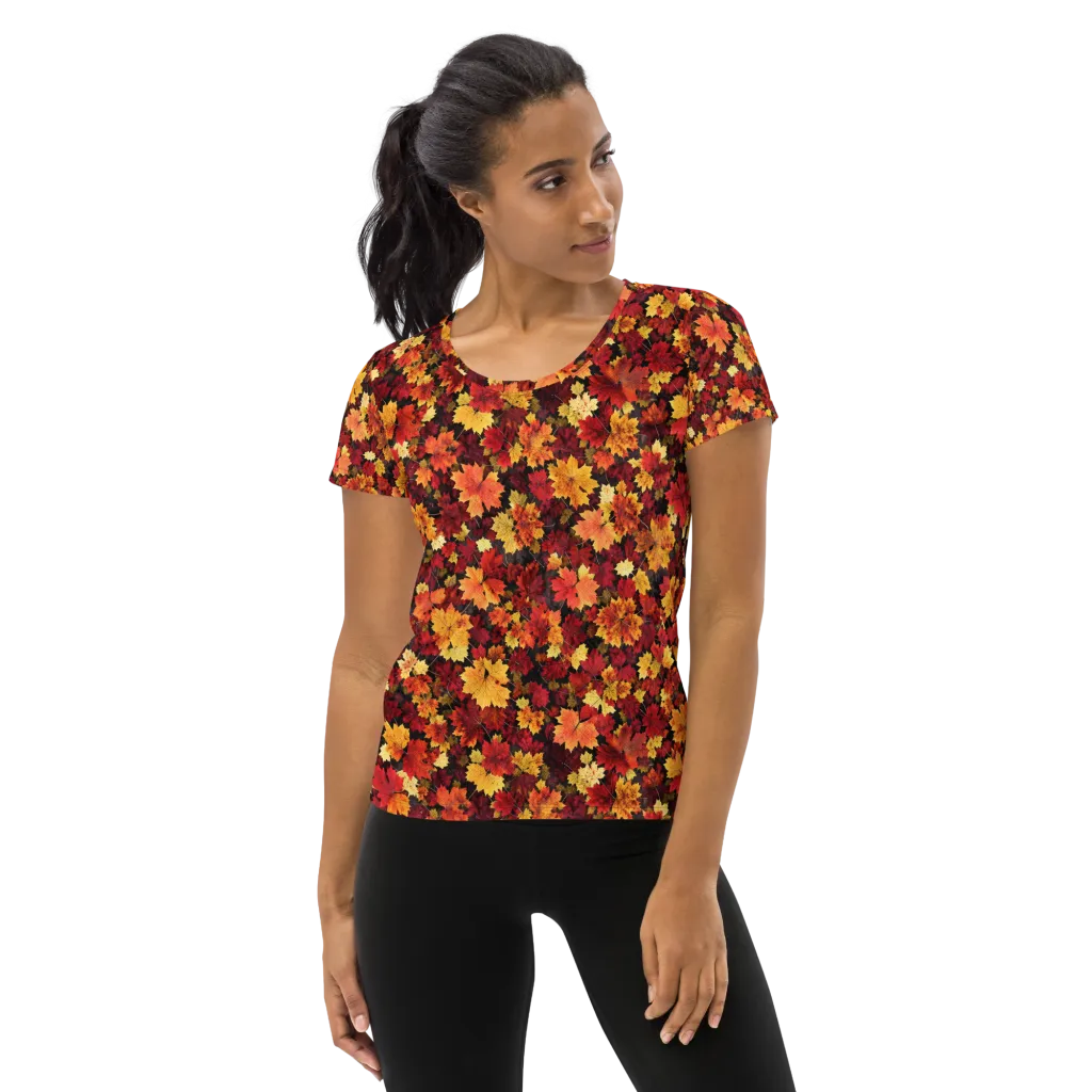 Falling Gold on Women's Athletic T-Shirt — Front