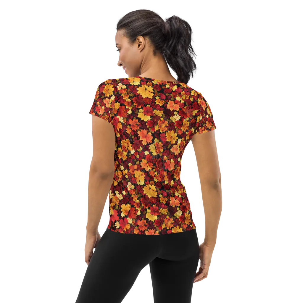 Falling Gold on Women's Athletic T-Shirt — Back