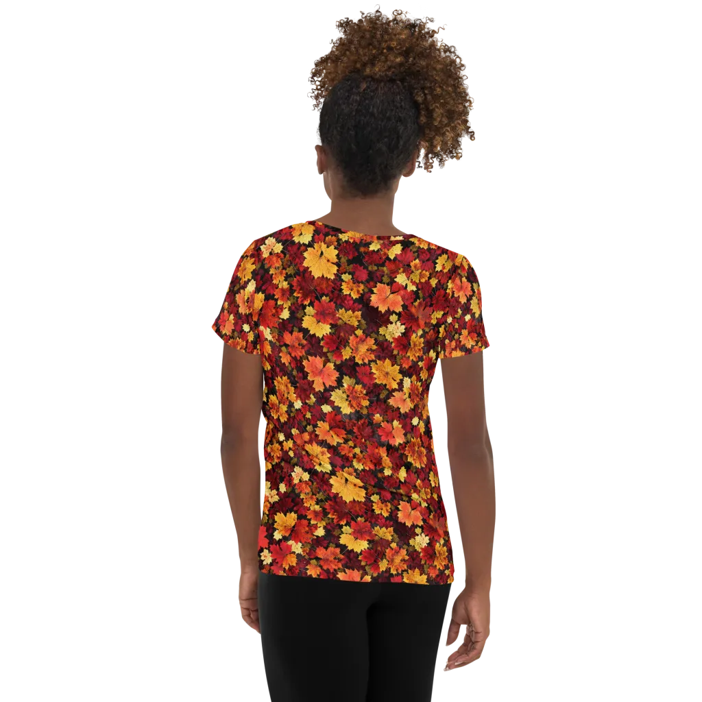 Falling Gold on Women's Athletic T-Shirt — Back