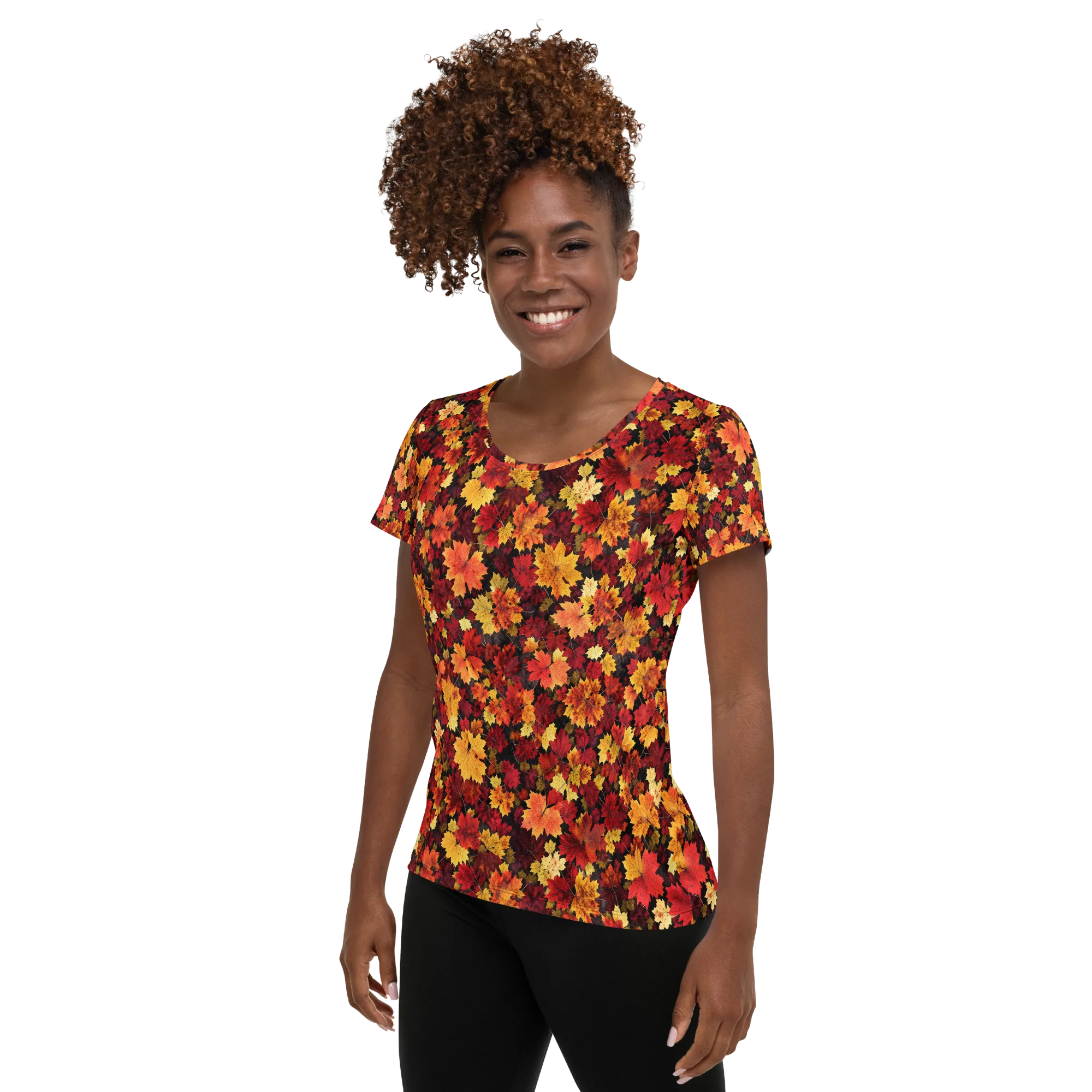 Falling Gold on Women's Athletic T-Shirt — Left