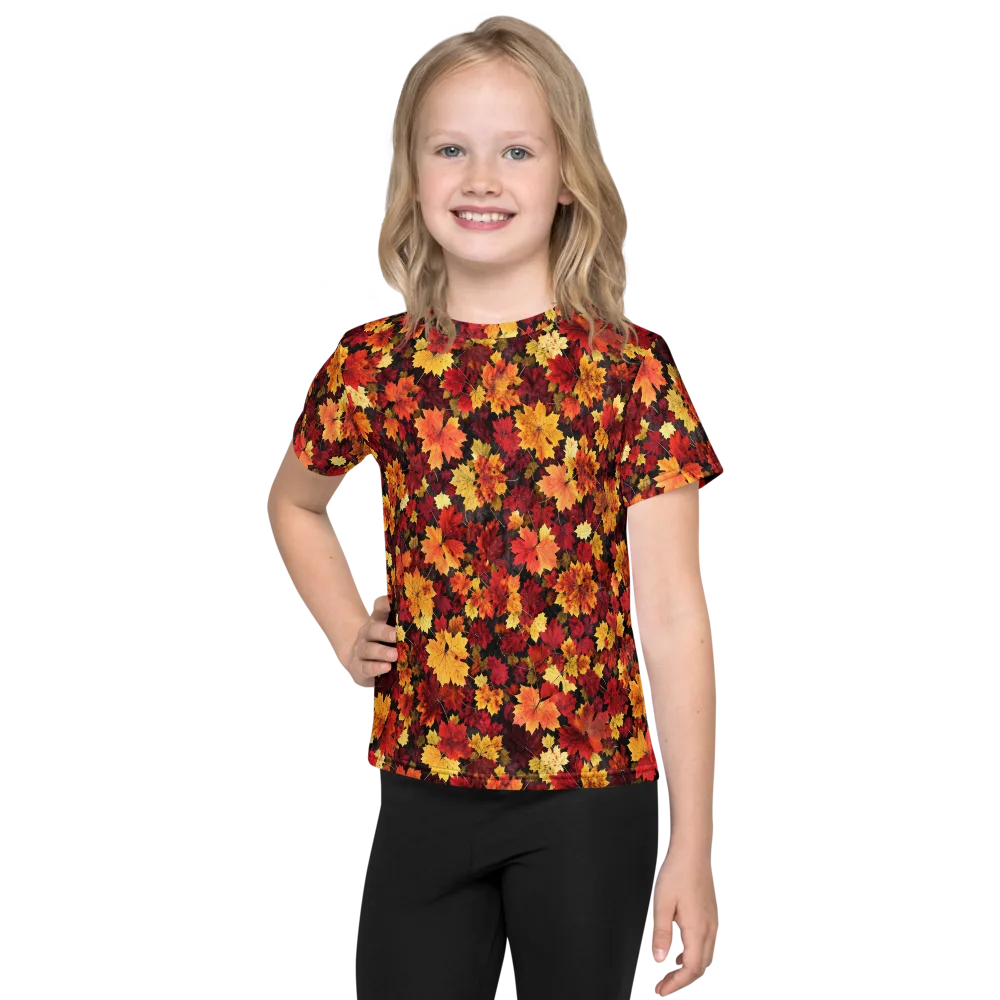 Falling Gold on Kids Crew Neck T-Shirt — Front