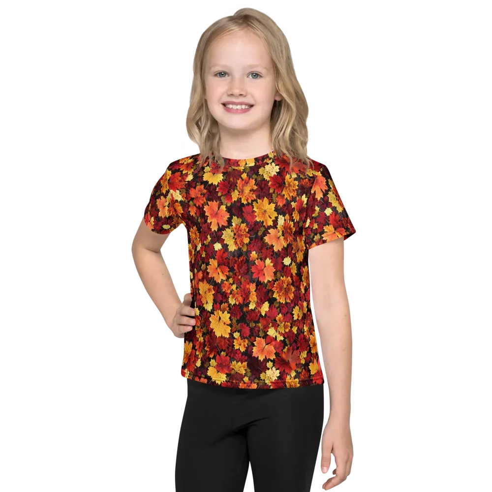 Falling Gold on Kids Crew Neck T-Shirt — Front