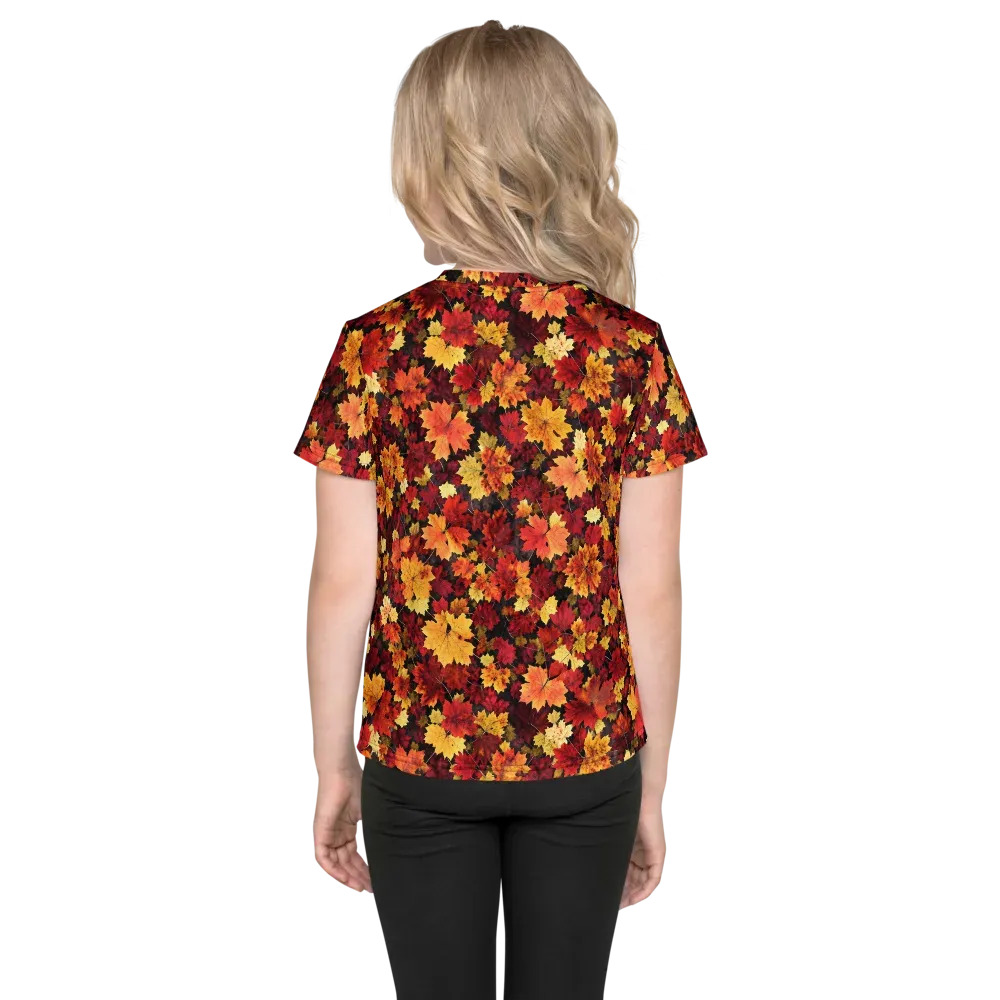 Falling Gold on Kids Crew Neck T-Shirt — Back