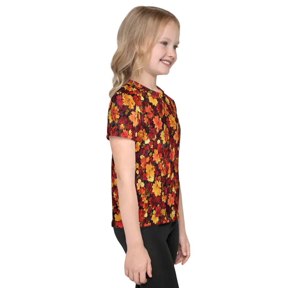 Falling Gold on Kids Crew Neck T-Shirt — Right