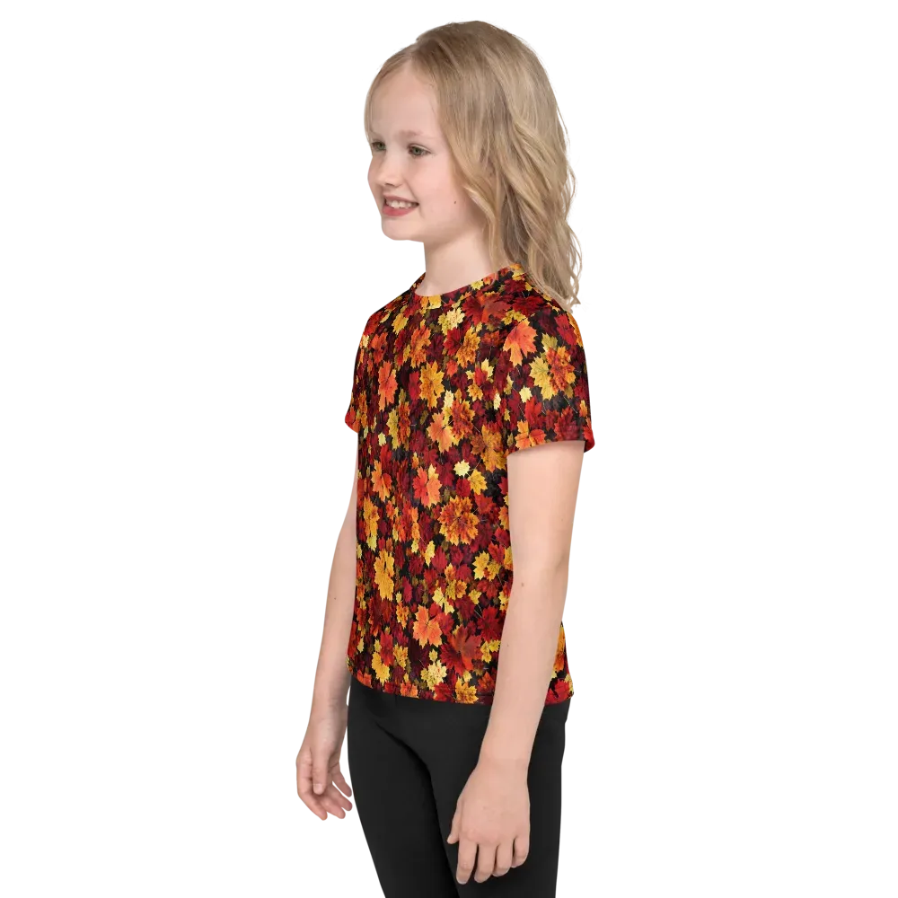 Falling Gold on Kids Crew Neck T-Shirt — Left