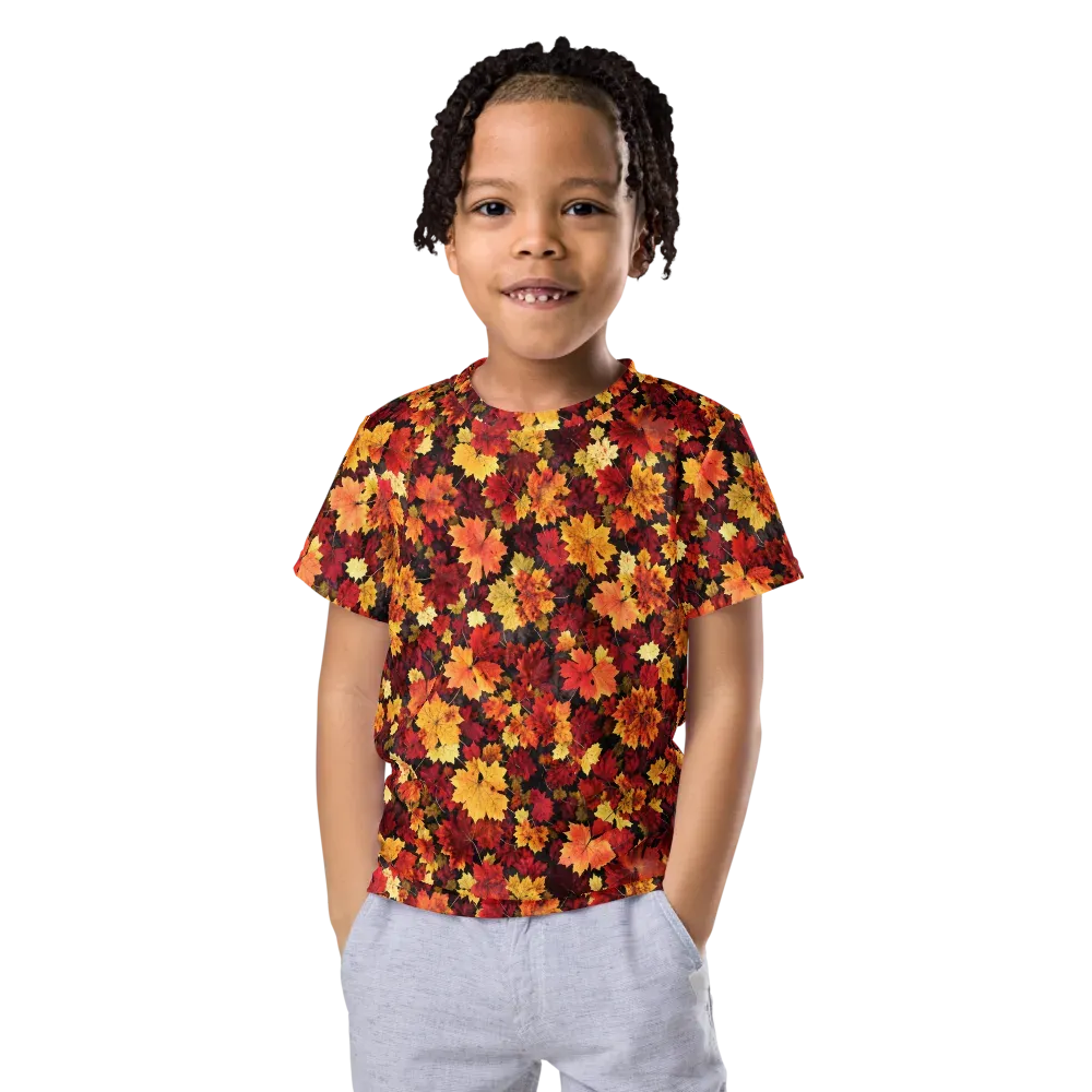 Falling Gold on Kids Crew Neck T-Shirt — Front