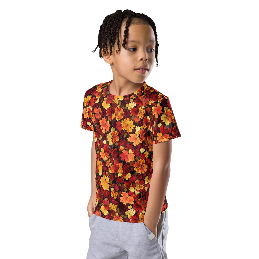 Falling Gold on Kids Crew Neck T-Shirt — Left Front