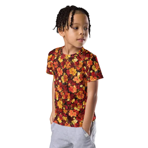 Falling Gold on a Kids Crew Neck T-Shirt