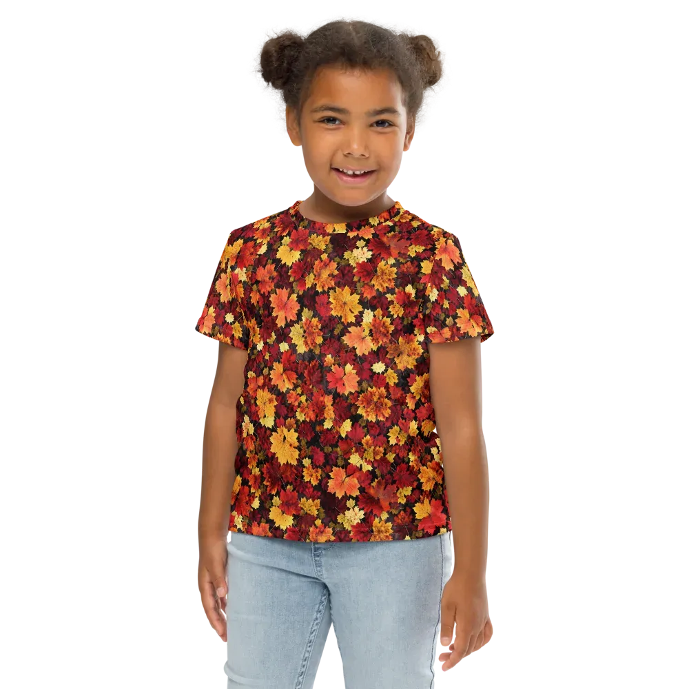 Falling Gold on Kids Crew Neck T-Shirt — Front