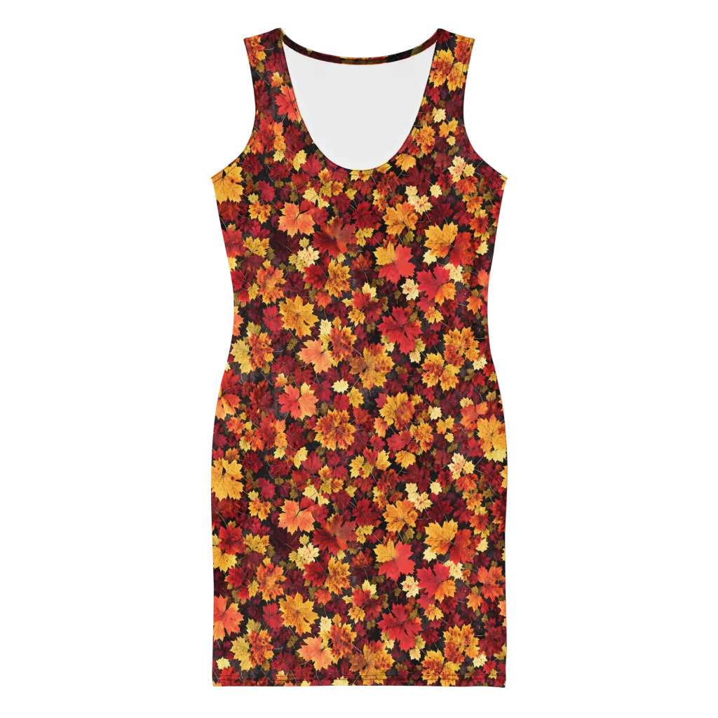 Falling Gold on Bodycon Dress — Front