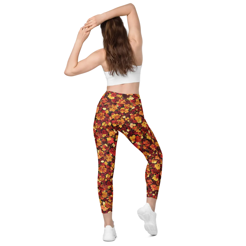 Falling Gold on Leggings with Pockets — Back