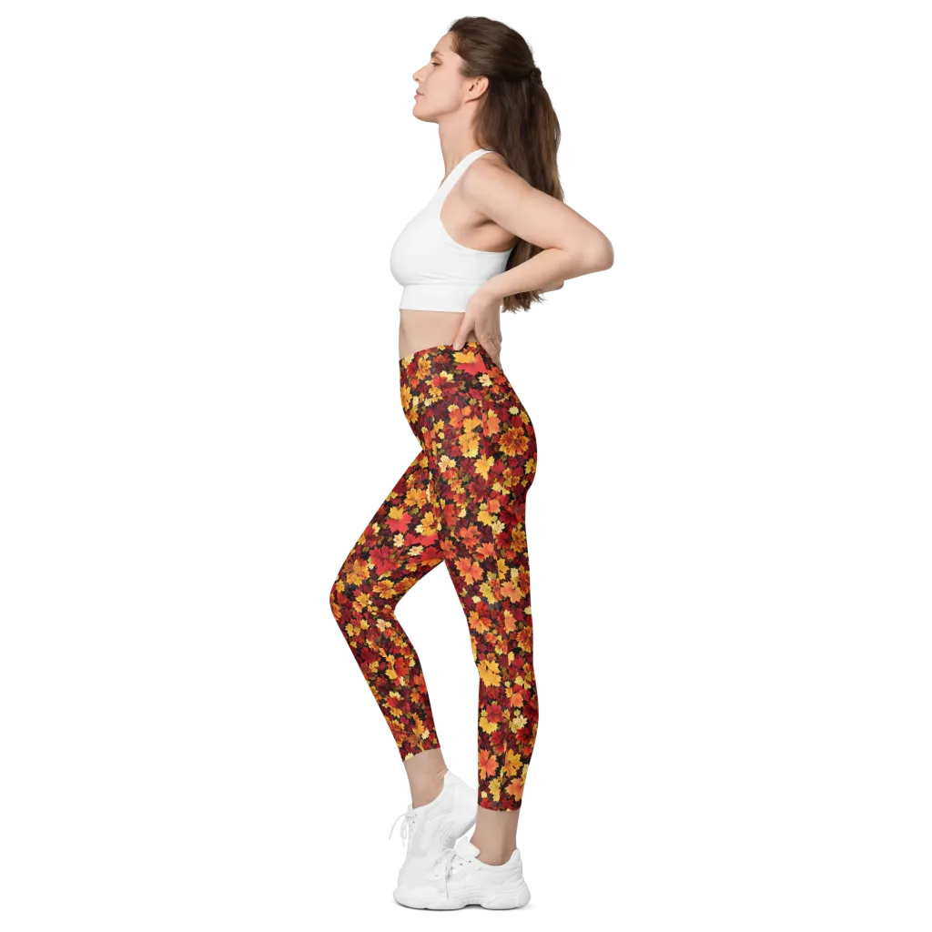 Falling Gold on Leggings with Pockets — Left