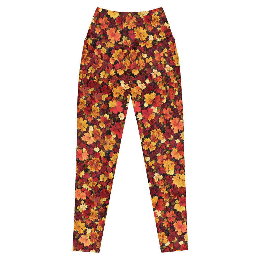 Falling Gold on Leggings with Pockets — Front