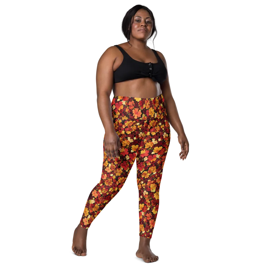 Falling Gold on Leggings with Pockets — Front