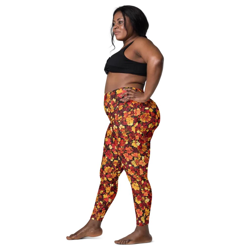 Falling Gold on Leggings with Pockets — Left
