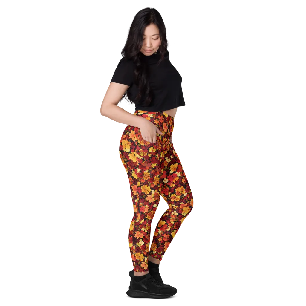 Falling Gold on Leggings with Pockets — Right