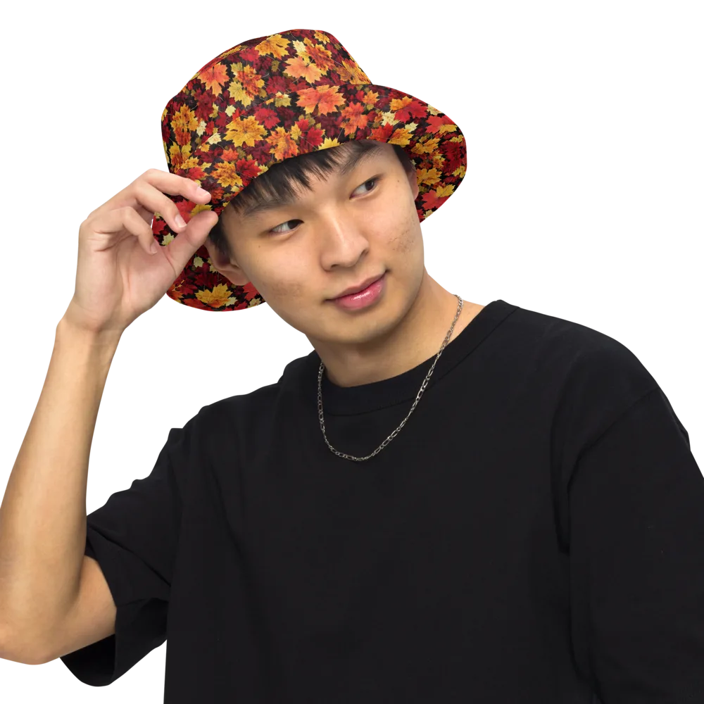Falling Gold on Reversible Bucket Hat — Front Inside