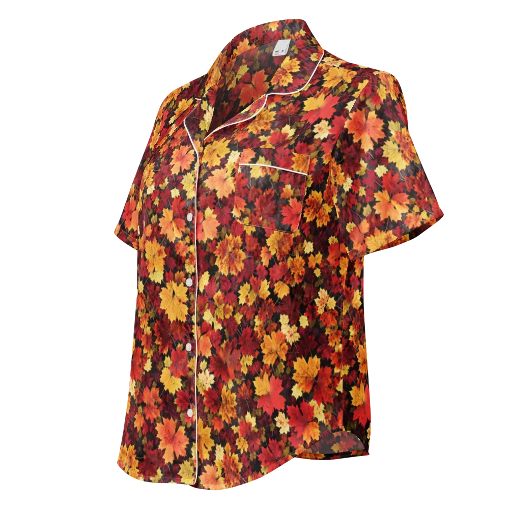 Falling Gold on Women's Short Sleeve Pajama Top — Left Front