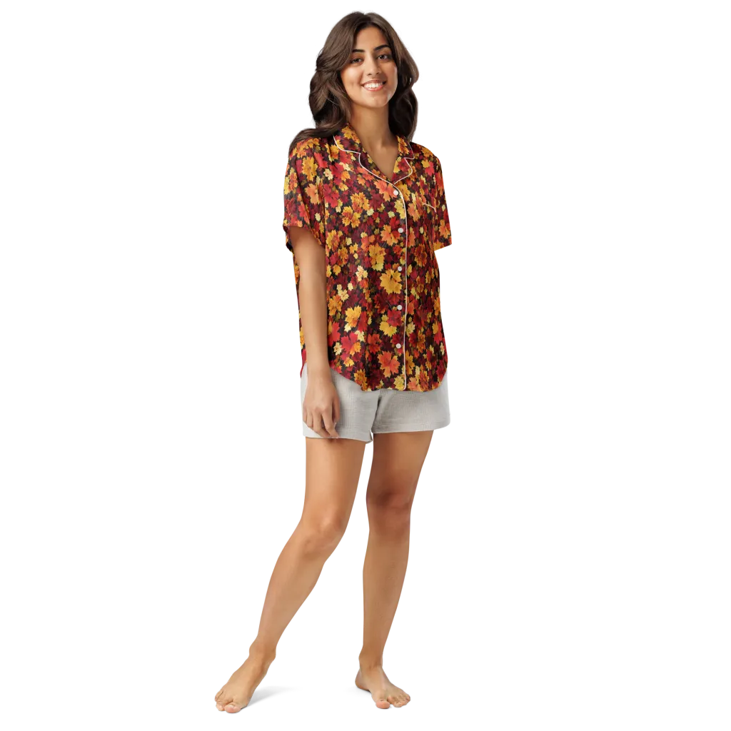 Falling Gold on Women's Short Sleeve Pajama Top — Front