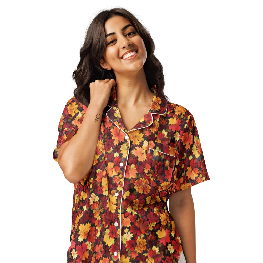 Falling Gold on Women's Short Sleeve Pajama Top — Front