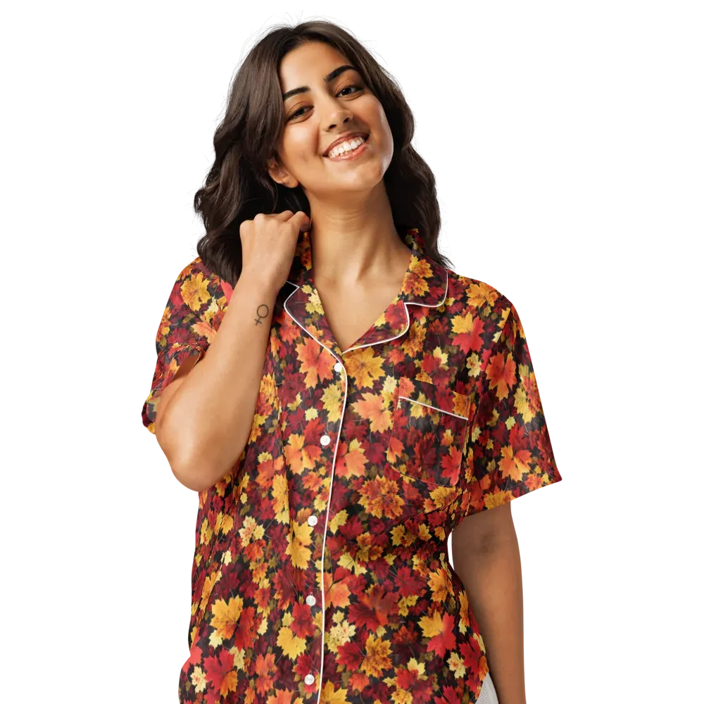 Falling Gold on Women's Short Sleeve Pajama Top — Front