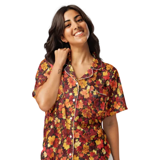 Falling Gold on a Women's Short Sleeve Pajama Top