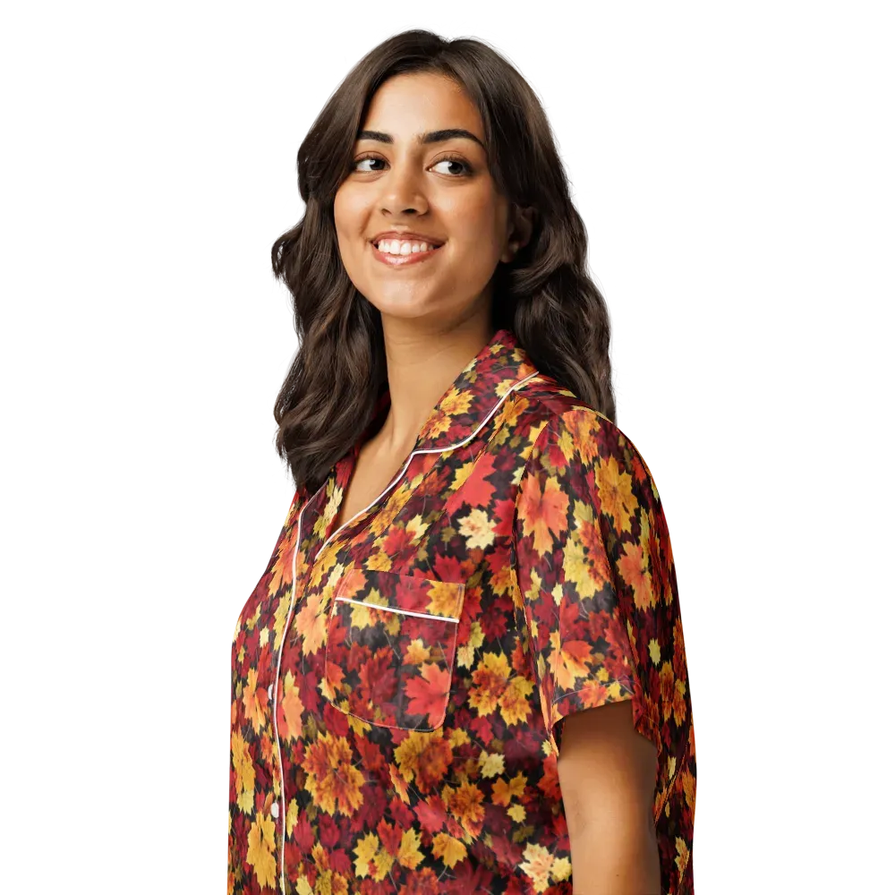 Falling Gold on Women's Short Sleeve Pajama Top — Left Front